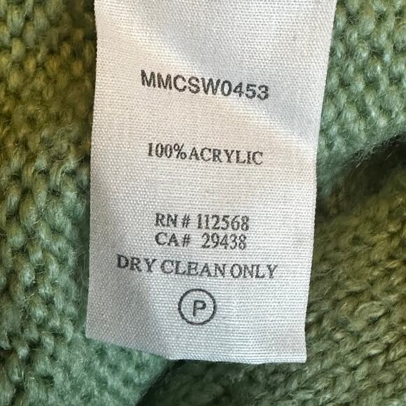 MM Couture Sage Green Cable Knit Open Weave Sweater Size M Soft Lightweight - Picture 5 of 7